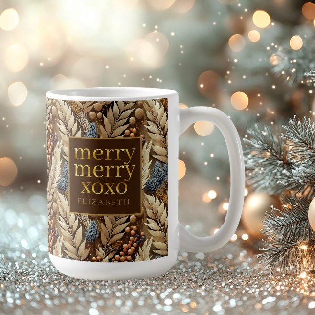 Earth Tones Christmas Merry Pattern#21 ID1009 Kaffeetasse (Von Creator hochgeladen)