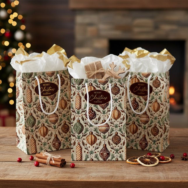 Earth Tones Christmas Pattern#12 ID1009 Mittlere Geschenktüte (Von Creator hochgeladen)