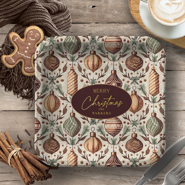 Earth Tones Christmas Pattern#12 ID1009 Pappteller (Von Creator hochgeladen)