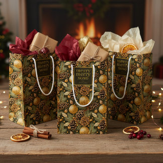 Earth Tones Christmas Pattern#29 ID1009 Mittlere Geschenktüte