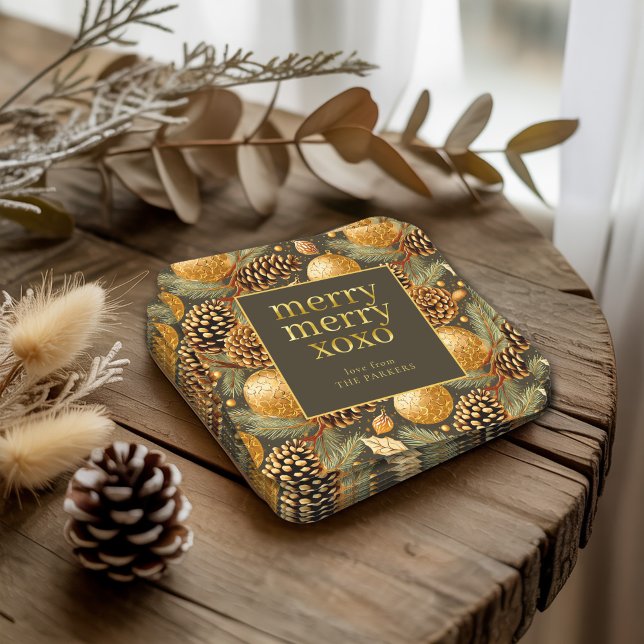 Earth Tones Christmas Pattern#29 ID1009 Rechteckiger Pappuntersetzer (Von Creator hochgeladen)