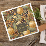 Earth Tones Christmas Pattern#29 ID1009 Serviette<br><div class="desc">Wenn Sie sich fragen, welche Farbkombinationen Sie für Ihre Weihnachtsdekoration und Geschenkartikel in diesem Jahr auswählen sollten, habe ich Sammlungen von aufeinander abgestimmten Mustern erstellt, um das Leben ein wenig leichter zu machen. Diese Papierserviette "Frohe Weihnachten" weist ein Aquarellmuster aus Nadelkronen und Blattwerk in Erdtönen und Gold mit einer Vorlage...</div>