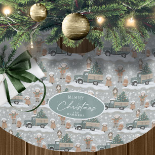 Earth Tones Christmas Pattern#2 ID1009 Polyester Weihnachtsbaumdecke