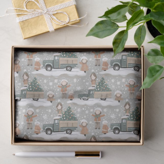 Earth Tones Christmas Pattern#2 ID1009 Seidenpapier (Geschenk)
