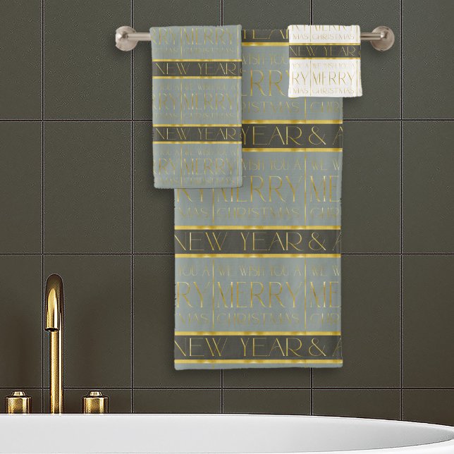 Earth Tones Christmas Pattern#35b ID1009 Badhandtuch Set (Von Creator hochgeladen)