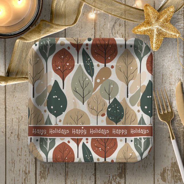 Earth Tones Christmas Pattern#5 ID1009 Pappteller (Von Creator hochgeladen)