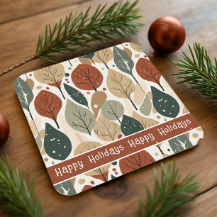 Earth Tones Christmas Pattern#5 ID1009 Rechteckiger Pappuntersetzer
