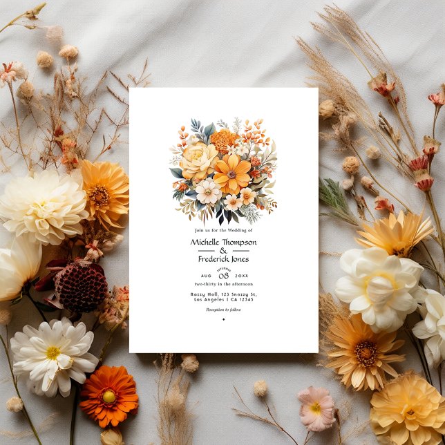 Earth Tones Floral Wedding Einladung (Von Creator hochgeladen)