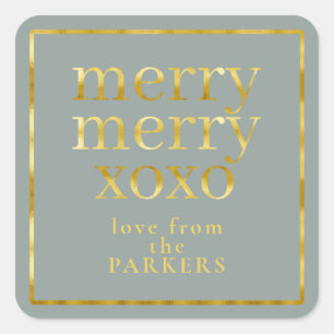 Earth Tones Gold Merry XOXO ID1009 Quadratischer Aufkleber