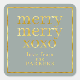 Earth Tones Gold Merry XOXO ID1009 Quadratischer Aufkleber