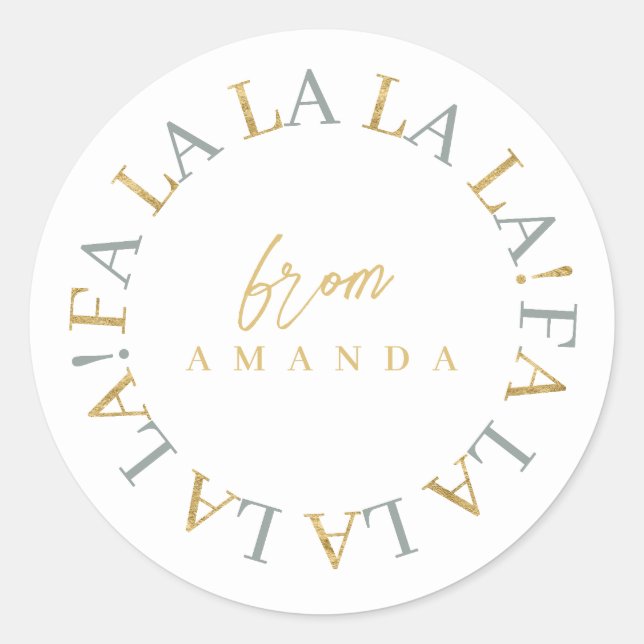 Earth Tones Gold Weihnachten La-ID1009 Runder Aufkleber (Vorderseite)