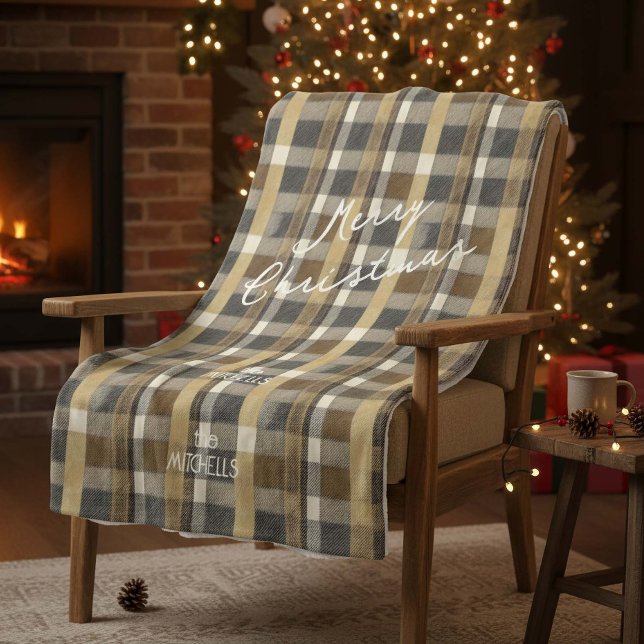 Earth Tones Gold Weihnachtsmuster#7 ID1009 Fleecedecke (Von Creator hochgeladen)