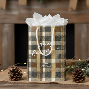 Earth Tones Gold Weihnachtsmuster#7 ID1009 Mittlere Geschenktüte