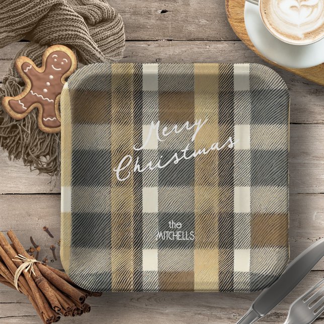 Earth Tones Gold Weihnachtsmuster#7 ID1009 Pappteller (Von Creator hochgeladen)