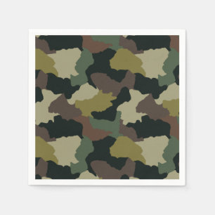 Earth Tones Green Brown Camouflage Serviette