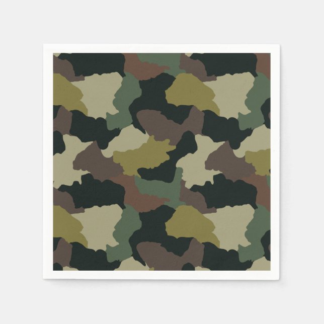 Earth Tones Green Brown Camouflage Serviette (Vorderseite)