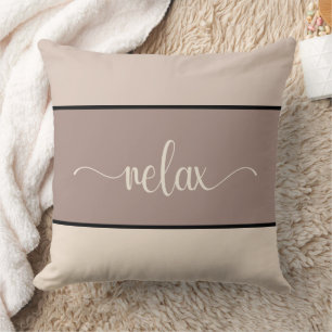 Earth Tones Script "Relax" Drehkissen Kissen