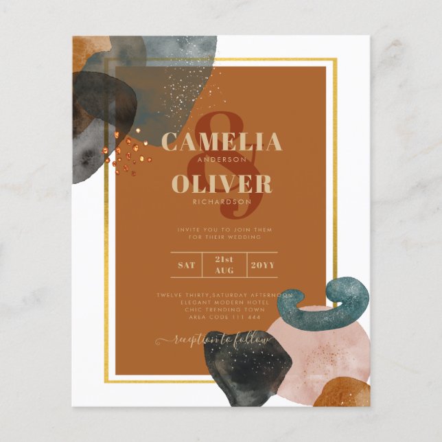 Earth Tones Wedding Terracotta Green Gold Abstrakt Flyer (Vorne)