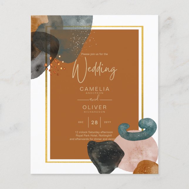Earth Tones Wedding Terracotta Green Gold Abstrakt Flyer (Vorne)