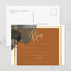 Earth Tones Wedding Terracotta Green Gold Abstrakt Postkarte