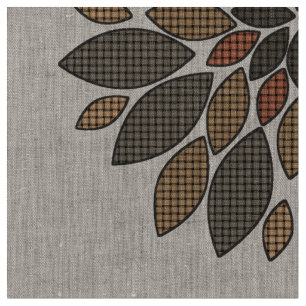 Earth Tones Woven Floral Look Linenstoff Stoff