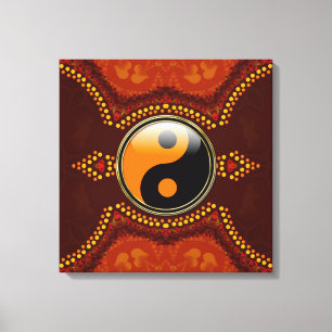 Earth Tribal New Age Yin Yang Wrapped Canvas Leinwanddruck