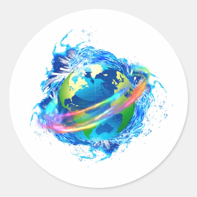 Earth & Water Runder Aufkleber (Vorderseite)
