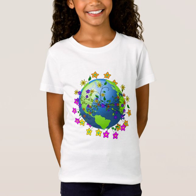 Earth with Flowers - Earth Day T-Shirt (Vorderseite)