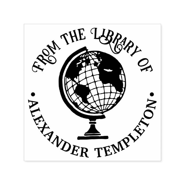 Earth World Globe Map #2 Round Library Book Name Permastempel (Design)