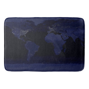 Earth World Map City Lights am Night Satellite Badematte