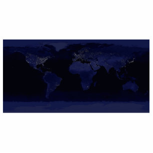 Earth World Map City Lights am Night Satellite Fotoskulptur Magnet