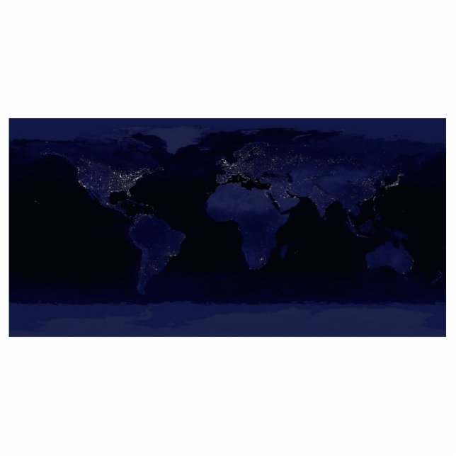 Earth World Map City Lights am Night Satellite Fotoskulptur Magnet (Vorne)