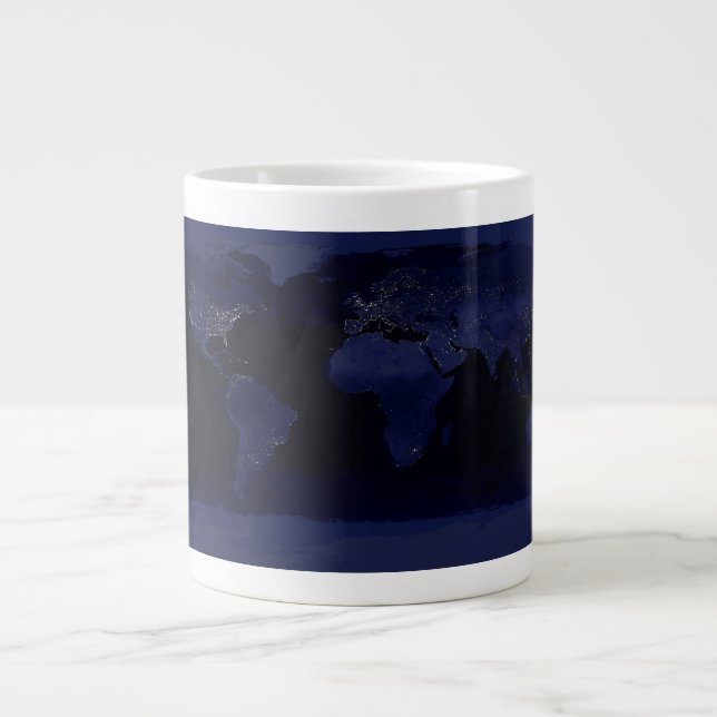 Earth World Map City Lights am Night Satellite Jumbo-Tasse (Vorderseite)