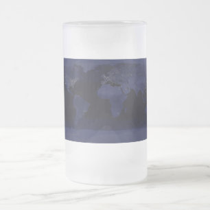 Earth World Map City Lights am Night Satellite Mattglas Bierglas