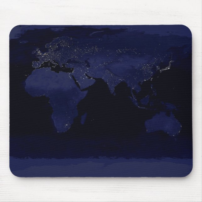 Earth World Map City Lights am Night Satellite Mousepad (Vorne)