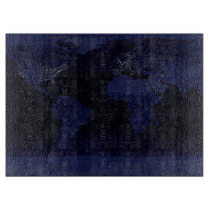 Earth World Map City Lights am Night Satellite Schneidebrett