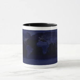 Earth World Map City Lights am Night Satellite Tasse