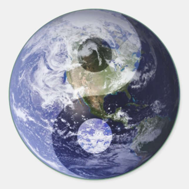 Earth Yin ・ Yang Runder Aufkleber (Vorderseite)