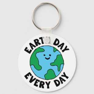 EarthDay Jeden Tag umweltfreundliches Icon Happy E Schlüsselanhänger