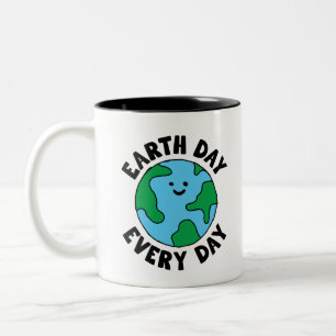 EarthDay Jeden Tag umweltfreundliches Icon Happy E Zweifarbige Tasse