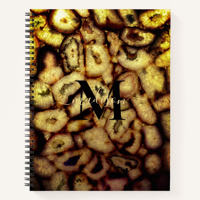 Earthen Green Quarz Agates Monogramm Notizbuch (Vorderseite)