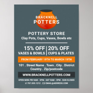 Earthen Pot Design, Potterie Store, Potter-Werbung Poster