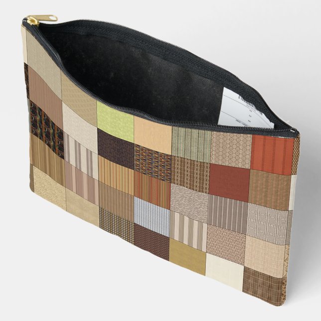 Earthly Wooded Tile Print Cosmetic Bag Zubehörtasche (Offen)