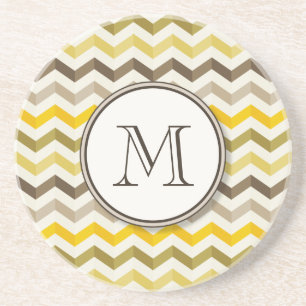 Earthtone Chevron Stripes with Round Monogram Getränkeuntersetzer