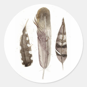 Earthtone Feathers II Runder Aufkleber