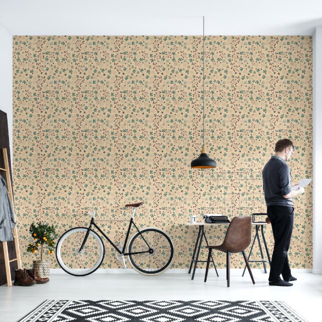 EARTHTONE FLORAL WALLPAPIER TAPETE (Wohnbereich)