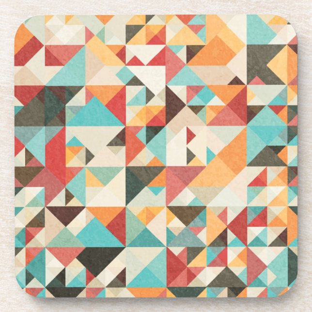 Earthtone geometrisches Muster Getränkeuntersetzer (Vorderseite)