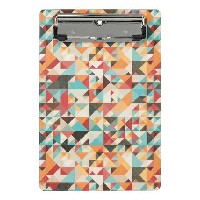 Earthtone geometrisches Muster Mini Klemmbrett (Vorderseite)
