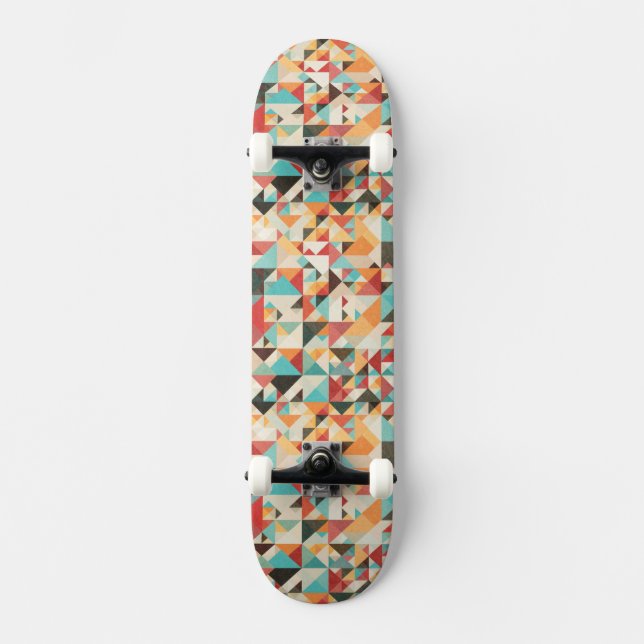Earthtone geometrisches Muster Skateboard (Vorderseite)