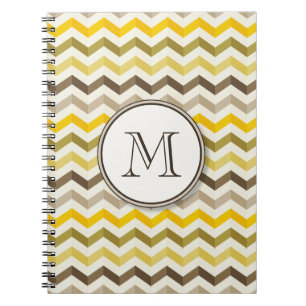 Earthtone Gold Zickzack Streifen mit Round Monogra Notizblock
